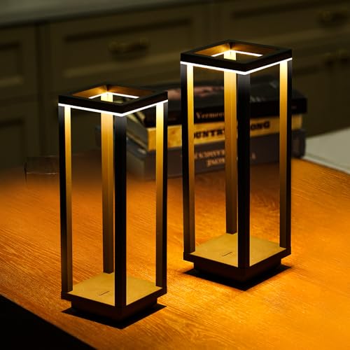 Dark Gray 2-Pack Rechargeable Cordless Table Lamps - Portable 10" LED Lights