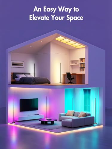 Corner Floor Lamp 1 Pack - RGBICW LED Smart Standing Light with Remote & App Control