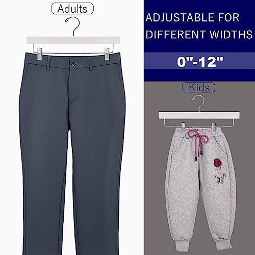 White Wooden Pants Hangers with Adjustable Clips - 24 Pack, 14 Inches, Variation of 24 / White
