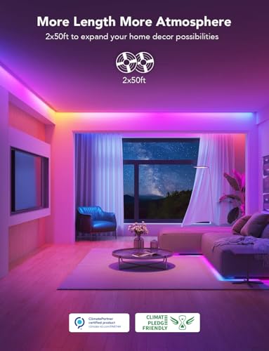 Govee 100ft RGBIC LED Strip Lights with Voice Control, Alexa & Google Compatible