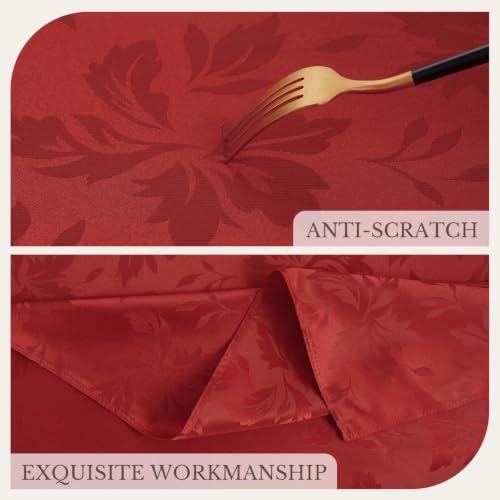 Romanstile Red Flower Jacquard Rectangular Tablecloth 60 x 120 Inch - Elegant Home Decor