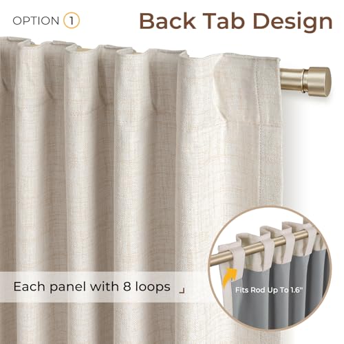 INOVADAY 100% Blackout Linen Curtains for Bedroom 50x84 Inches Cream