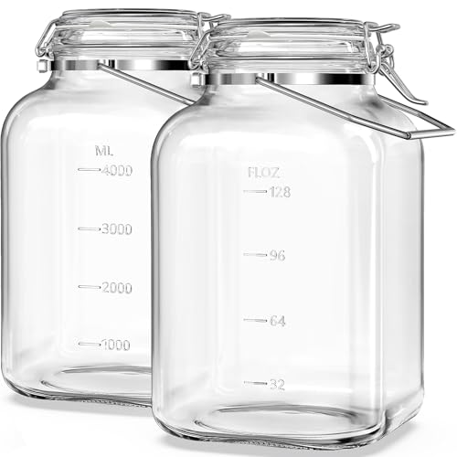 Folinstall 1.5 Gallon Glass Jar with Lid, Wide Mouth Mason Jars, 2PCS