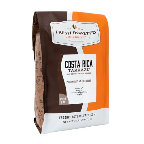 Fresh Roasted Coffee, Costa Rican Tarrazu Whole Bean Medium Roast,