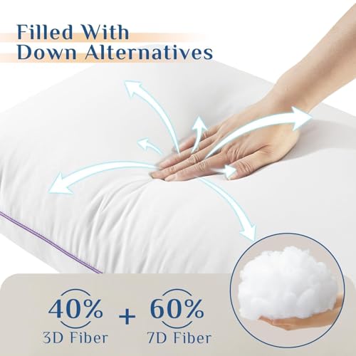 White King Size Pillow Set of 4 - Cooling Supportive Bed Pillows for All Sleep Positions