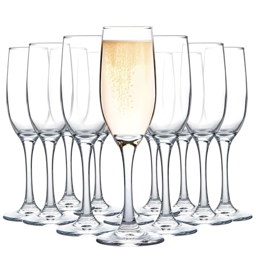 UMEIED Champagne Glasses Set of 12 - Clear Long Stem Flutes for Weddings & Celebrations