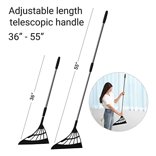 Broombi All-Surface Silicone Broom & Squeegee for Indoor Cleaning - Black