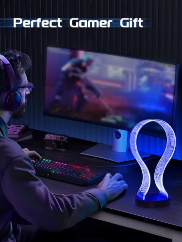 Light Up Headphone Stand for Gamers - Black with LED Ambiance