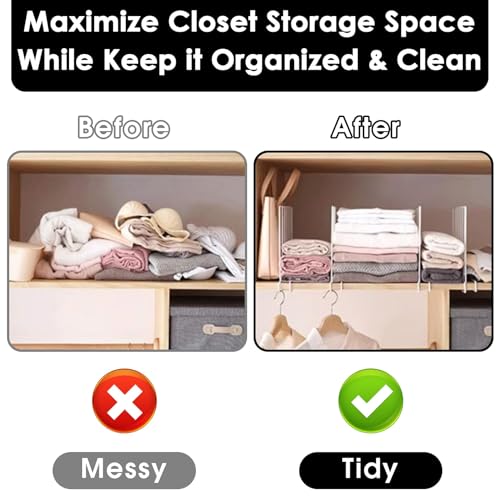 SSAWcasa White Shelf Dividers 8 Pack for Closet & Home Organization