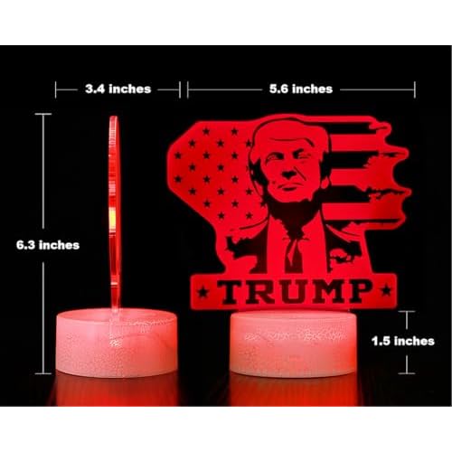 3D LED Night Light Trump 2024 Flat Acrylic Illusion Lighting Lamp with 7 Colors and Touch Sensor, Trump Fan Nightlight Gift, Trump Fight!