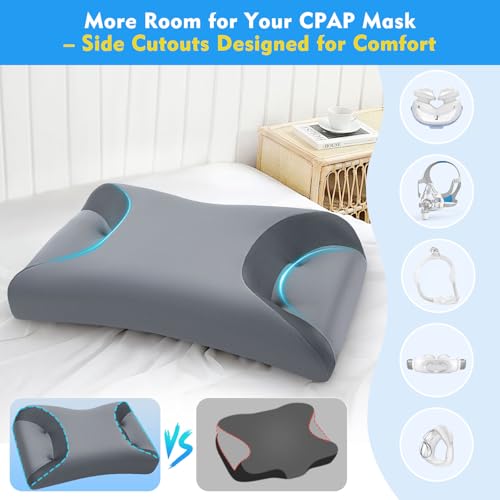 Adjustable Memory Foam CPAP Pillow for Side Sleepers - Dark Gray