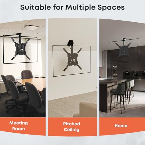 Flip Down Ceiling TV Mount for 23-55 Inch Displays - Manual Adjustable, Space Saver