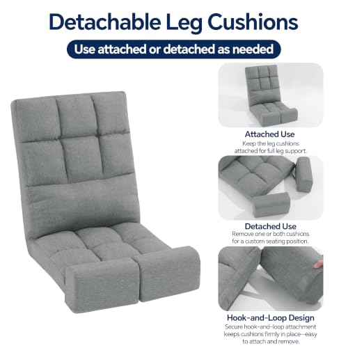 Adjustable Floor Chair with Back Support and Movable Leg Cushions - Gaming Reading Lounge