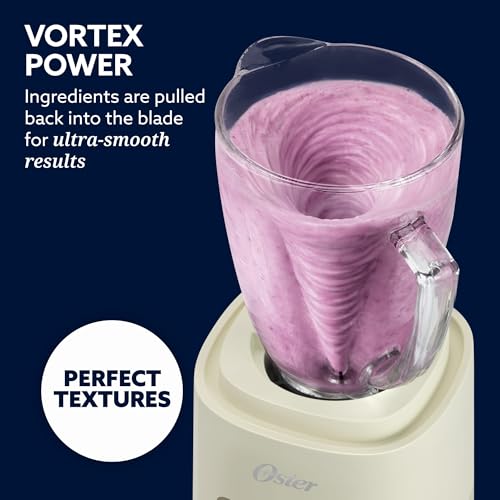 Oster Vortex Glass Blender White 800W Reversible Steel Blades for Smoothies & More
