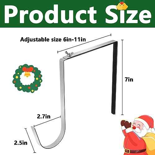 Christmas Headstone Wreath Hanger- Fit 6"-11" Adjustable Cemetery Tombstone Wreath Holder- Stainless Steel Cemetery Gravestone Wreath Stand for Christmas Easter Memorial Day Gravestone Decoration