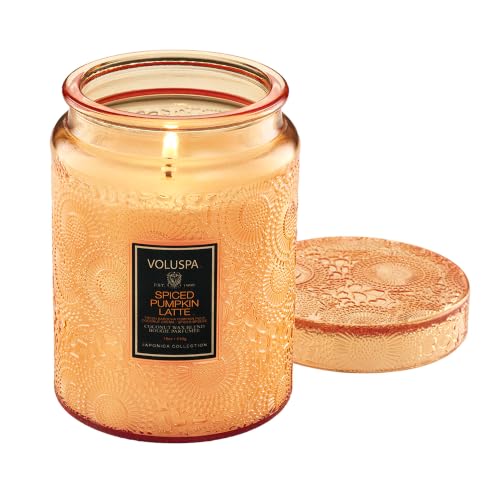 Voluspa Spiced Pumpkin Latte Large Scented Candle Jar 18 Oz - 100 Hr Burn