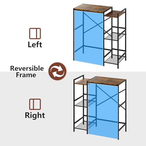 Mini Fridge Stand with Storage Shelves - Reversible Kitchen Organizer, 34x15.7x36.3 Inches, Brown