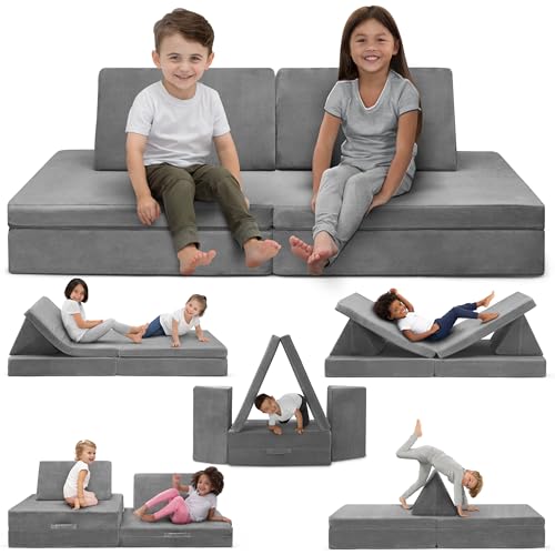 Delta Children Cozee 4-Piece Kids Play Sofa Lounger Set Grey
