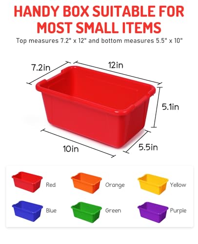 Colorful 6 Quart Stackable Plastic Storage Bins with Lids - Set of 6
