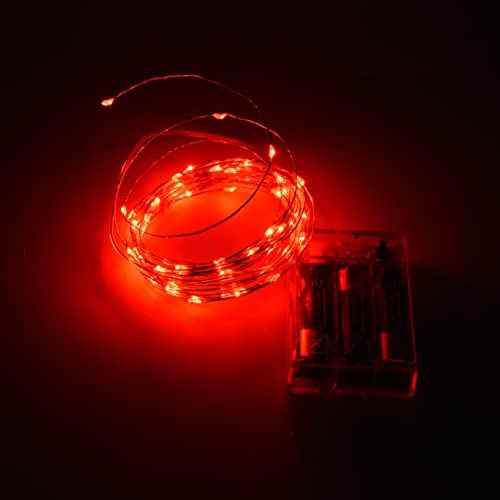 Battery Operated String Lights, Led String Lights with 8 Flashing Modes and 8-16 Hours Timer(1Pcs,Red)