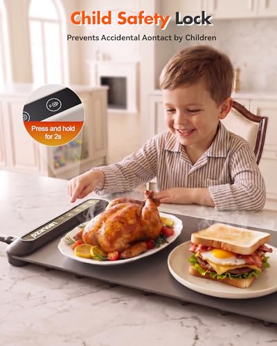 Grey 43x12 Inch Food Warming Mat - 600W Heat Resistant Pad for Buffet & Catering