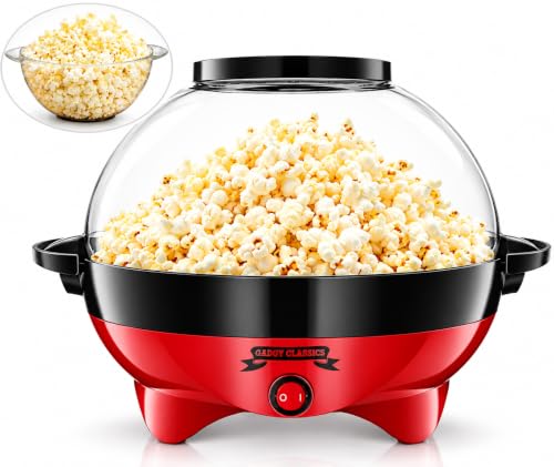 Gadgy Popcorn Machine Red with Lid & Stirrer - Perfect for Parties & Movie Nights