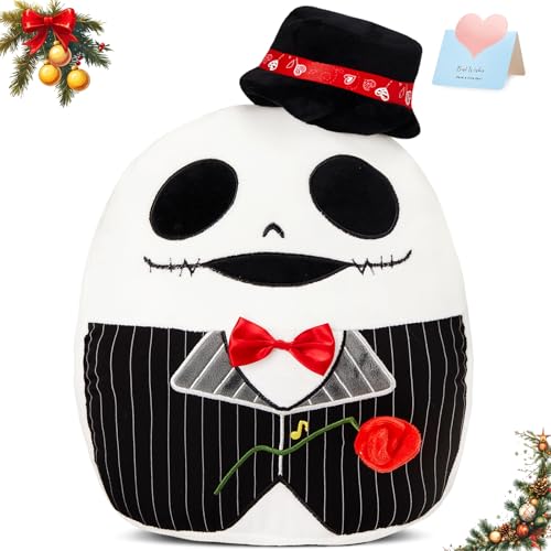 Glow Guards 12'' Skeleton Plush Pillow, Nightmare Xmas Plushie Toy, Skull Stuffed Animal, Soft Squishy for Kids Adults Decoration