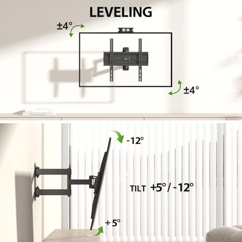 USX MOUNT Swivel TV Wall Mount for 26-60 Inch TVs up to 80 lbs, Full Motion Articulating Bracket with Tilt & Swivel, Max VESA 400x400mm, 26-60"