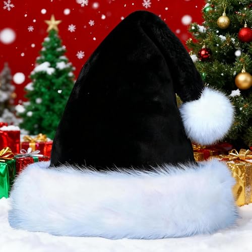 Santa Hat for Adults Velvet Thickened Christmas Hat Warm Touch Holiday Party Cap