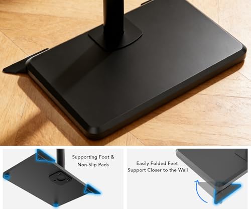 AX WABER Black Floor TV Stand with Mount for 26-60 Inch Flat Screens, Height Adjustable, Swivel & Tilt, Space-Saving Wood Base