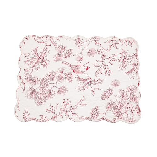 C&F Home Cardinal & Winter Branches 100% Cotton Placemats Set of 6 - White & Red
