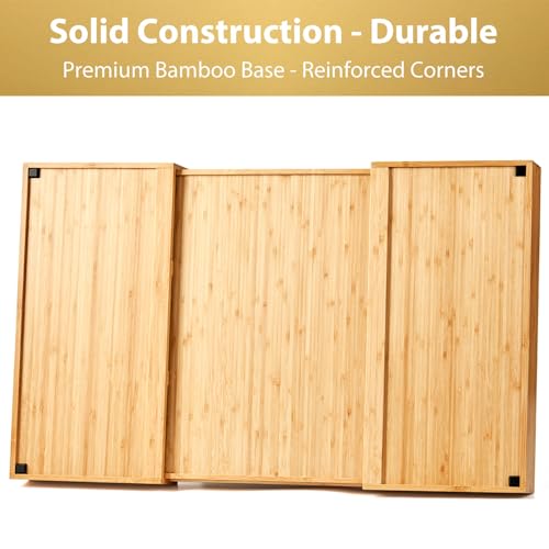 Umilife Expandable Extra Large Kitchen Silverware Drawer Organizer - Adjustable Bamboo, Fits 19-33 Inches