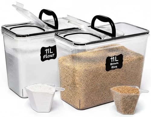 Shazo Black 2-Pack 11L Airtight Food Storage Containers with Spout & Handles