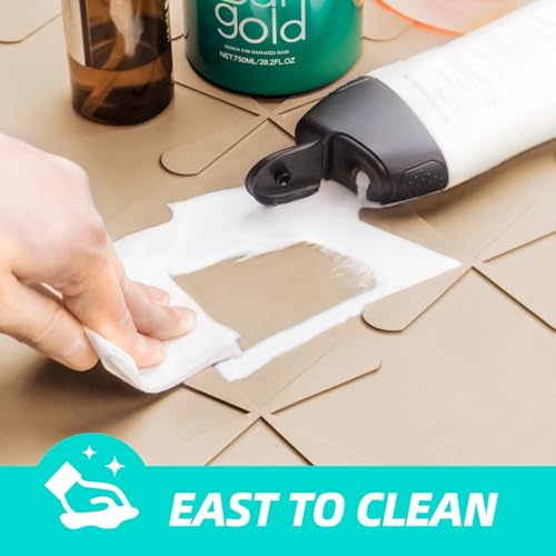SIKADEER Waterproof Under Sink Mat Beige 34" x 22" Silicone Kitchen Liner