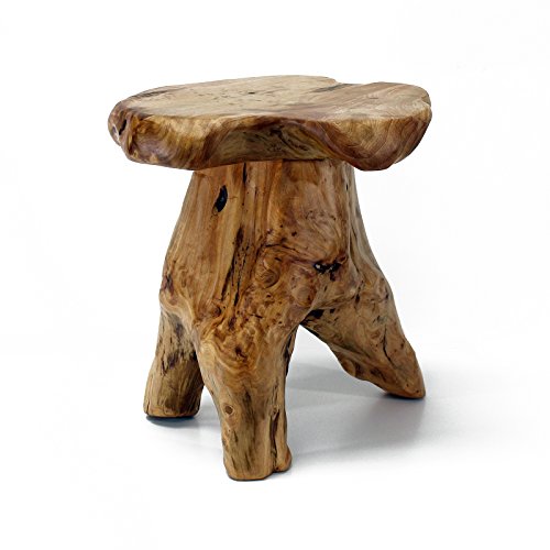 Natural Cedar Stump Side Table - Live Edge Mushroom Stool, 14 Inch