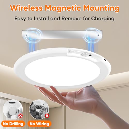 Rechargeable Motion Sensor Ceiling Light - White 3CCT, 7-Inch 8000mAh Battery