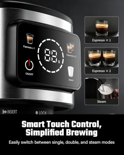 Espresso Machine with Milk Frother - 15 Bar Cappuccino & Latte Maker