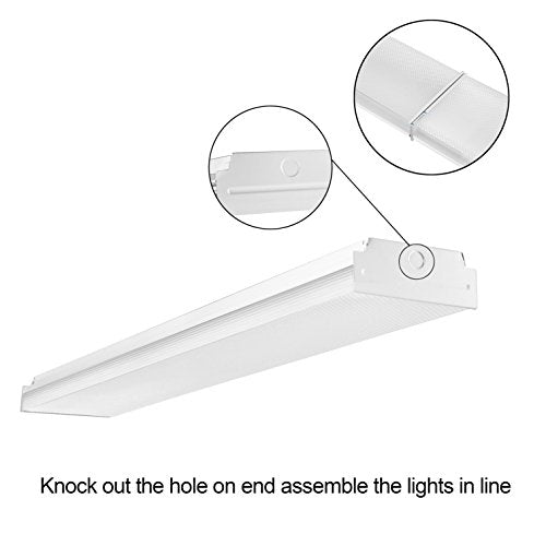 FAITHSAIL 4FT LED Wraparound Light Fixture 40W 2 Pack Neutral White 4400lm Garage & Office Lighting