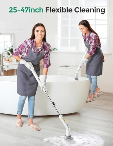 kHelfer Electric Spin Scrubber with 8 Replacement Heads - Pearl White