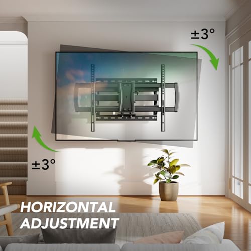 32-85 Inch Full Motion TV Wall Mount Bracket with Dual Articulating Arms, Tilt, Swivel & Leveling - Fits 8-16 Inch Studs, Max 132lbs, AX WABER