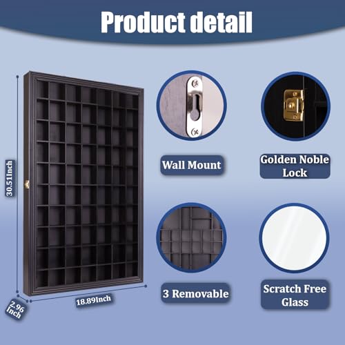 Giant Shot Glass Display Case Wall Mount with Removable Shelves and UV Protection Acrylic Door