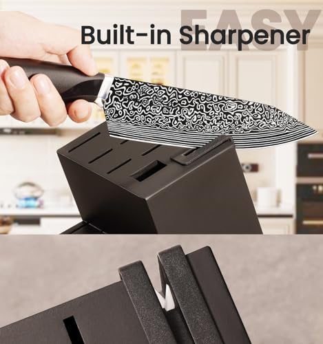 Silver 15-Piece Kitchen Knife Set with Built-in Sharpener - High Carbon Stainless Steel