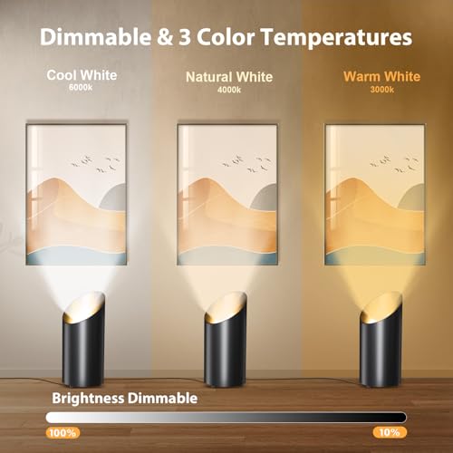 Brightown 2 Pack Black Indoor Uplights with Remote & Timer - Modern Floor Can Lights