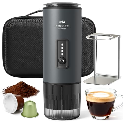 Uiifuidy Space Gray 3-in-1 Portable Coffee Maker with Self-Heating, Rechargeable Espresso Machine for Camping & Office