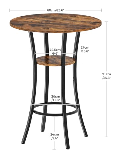 Round Bar Table 2-Tier High Top Pub Dining Table - Rustic Brown & Black - Variation 1