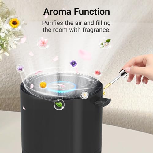 Cobectal Large Room Air Purifier Black 3-in-1 Filter, Portable, 1650 sq ft