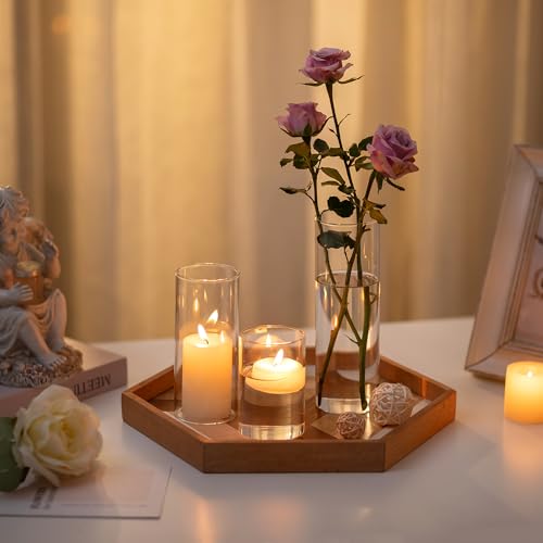 Hewory Set of 24 Clear Glass Cylinder Vases 2.6”, 3.9”, 5.9” for Centerpieces