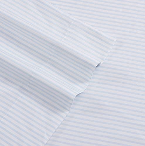 Queen Cotton Sateen Sheet Set with Fitted Deep Pocket & Pillowcases - Ramona Blue