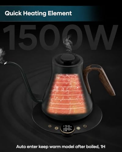 INTASTING Gooseneck Electric Kettle with ±1℉ Temperature Control 0.9