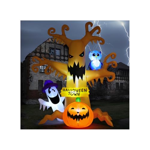 Halloween Inflatable Dead Tree with Owl Ghosts Pumpkins Outdoor Decor - Static